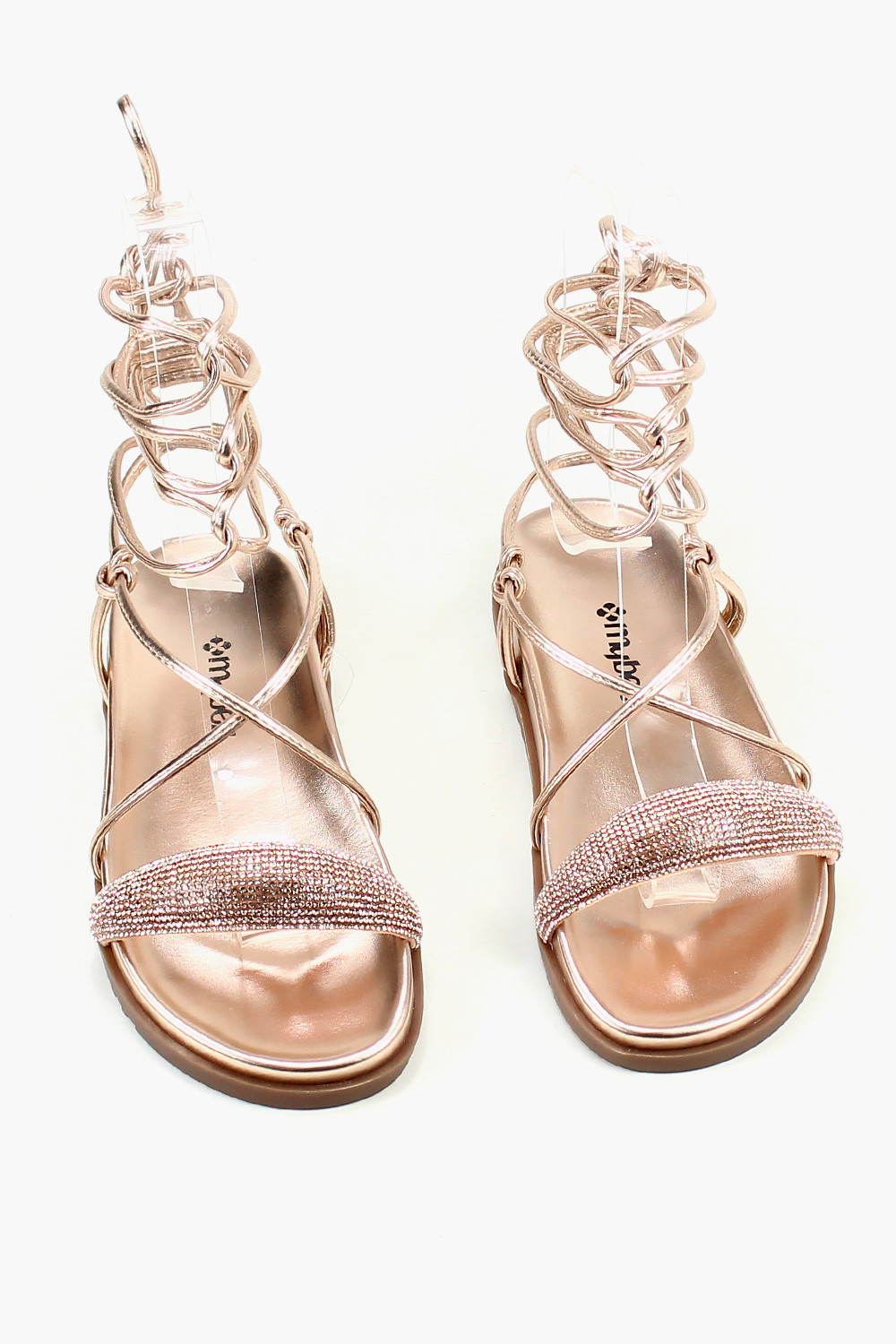 Papete Mybez Mirele com Amarração no Tornozelo e Detalhe em Strass