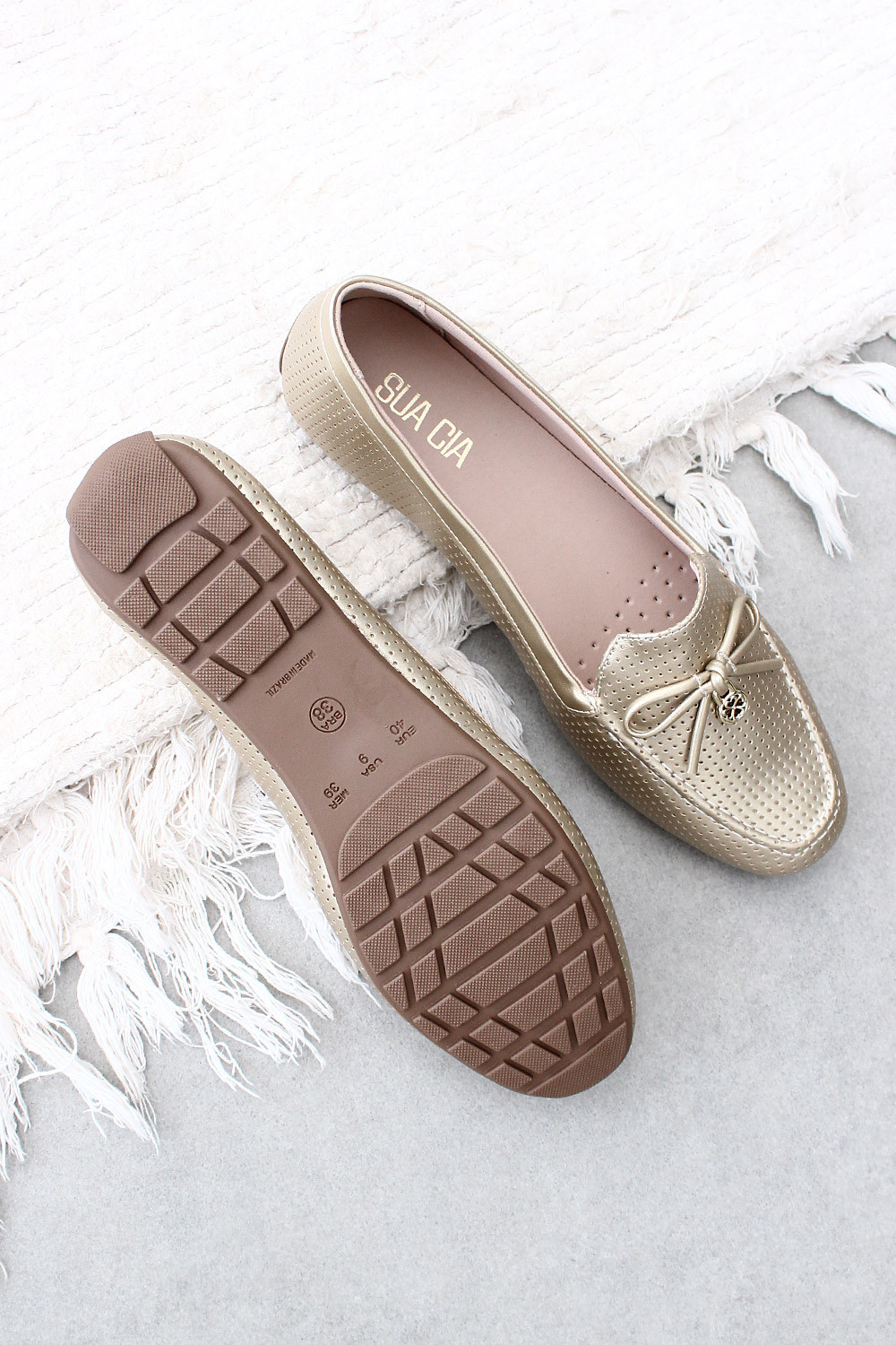 Mocassim Mybez Amanda Bico Quadrado com Solado Emborrachado