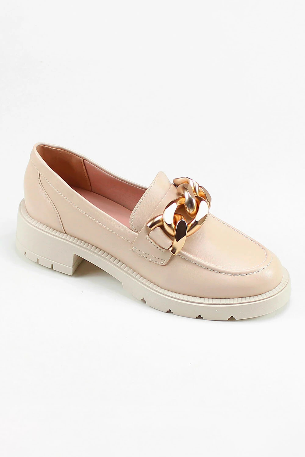 Mocassim Ana com Detalhe em Corrente Dourada e Sola Tratorada