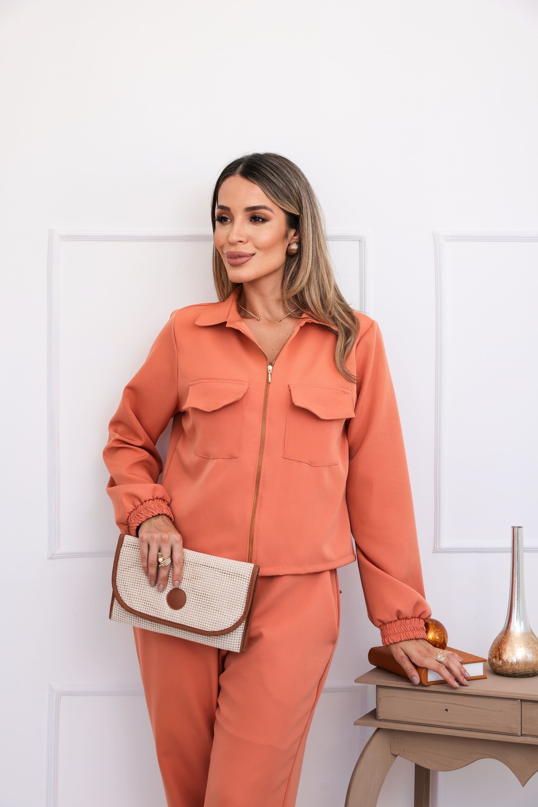 Conjunto em Alfaitaria Armani Catarina 2.0 - Pessego Conjunto em Alfaitaria Armani Catarina 2.0 - Pessego