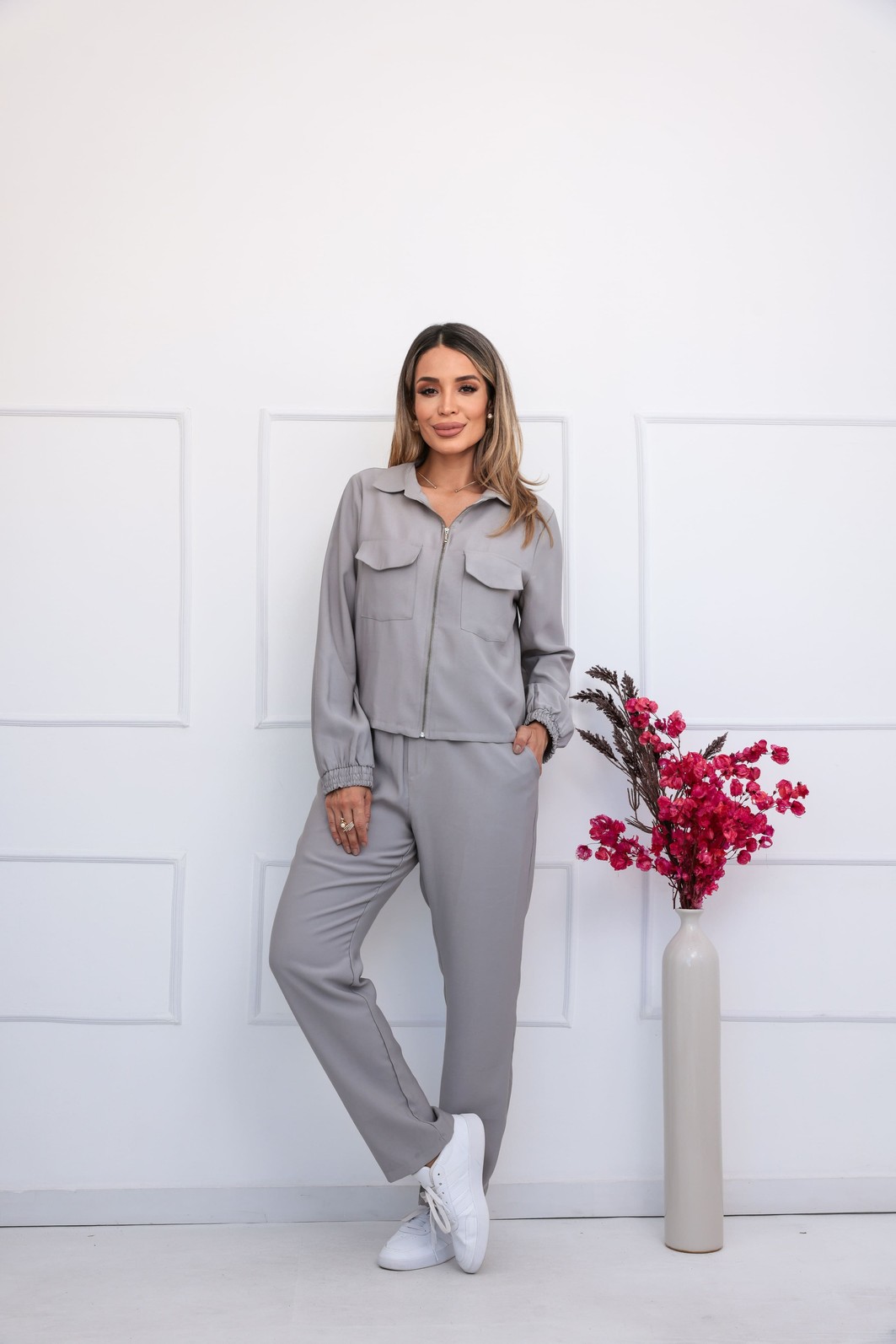 Conjunto em  liocel  Catarina 2.0 -Cinza