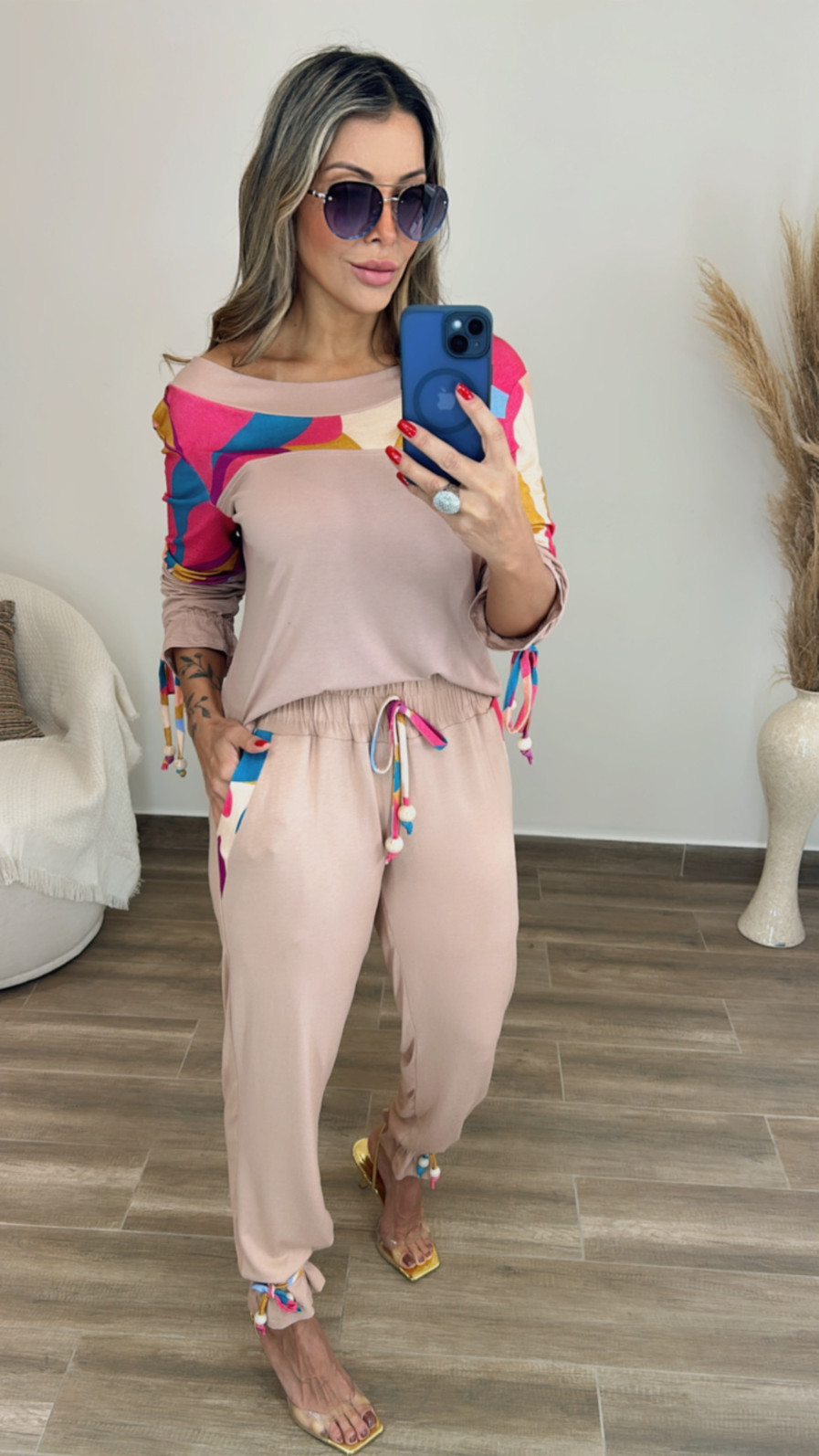Conjunto Camila Nude com Estampa Floral