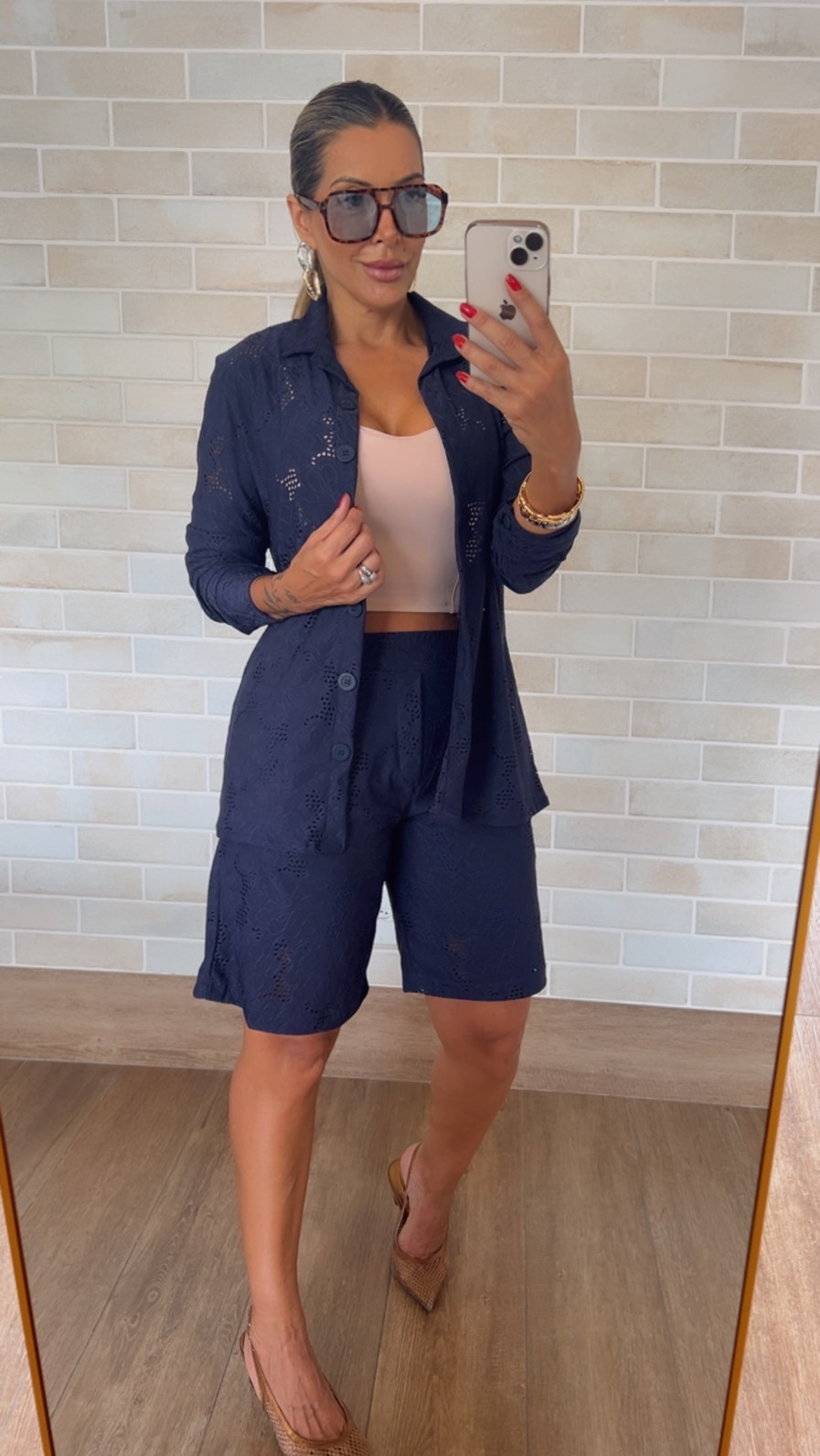 Conjunto De Camisa e Bermuda na Malha Lasie Marinho Marilia Conjunto De Camisa e Bermuda na Malha Lasie Marinho Marilia