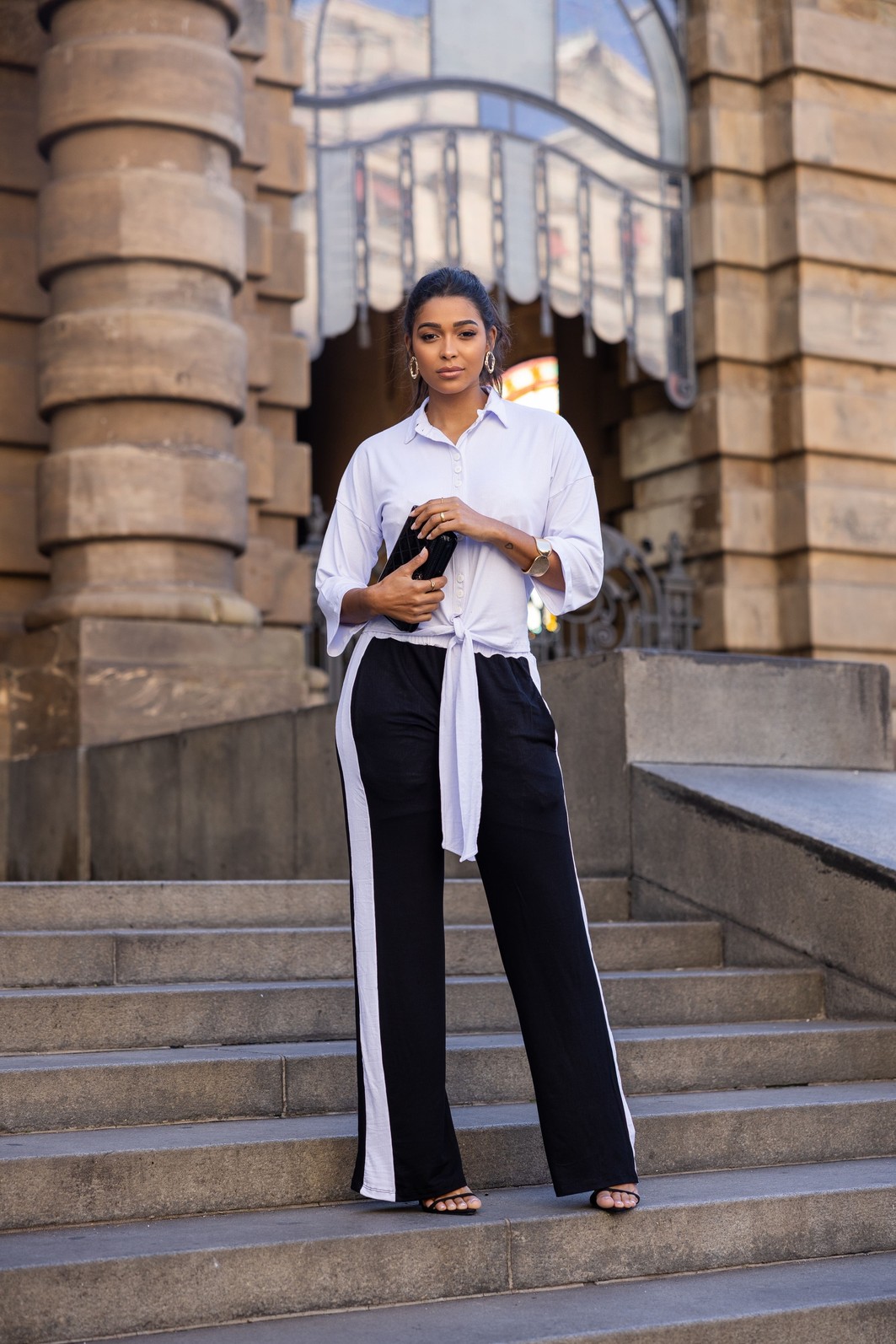 Conjunto de Camisa e Calça Bicolor Daniele