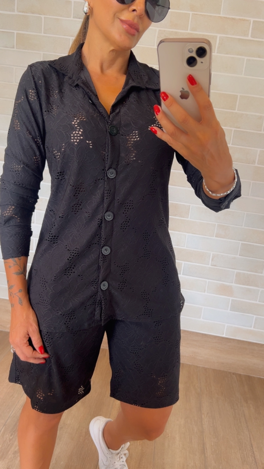 Conjunto De Camisa e Bermuda na Malha Lasie Preto Marilia Conjunto De Camisa e Bermuda na Malha Lasie Preto Marilia