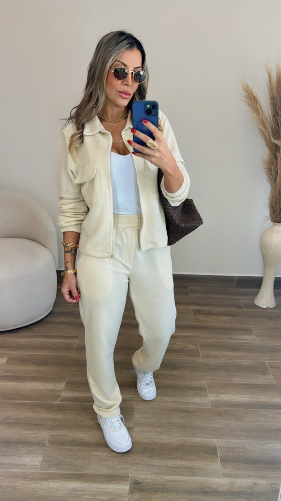 Conjunto Em Moleton Natural Com Fio Lurex Gloria PRE VENDA LIBERADA ENVIOS EM 18/03