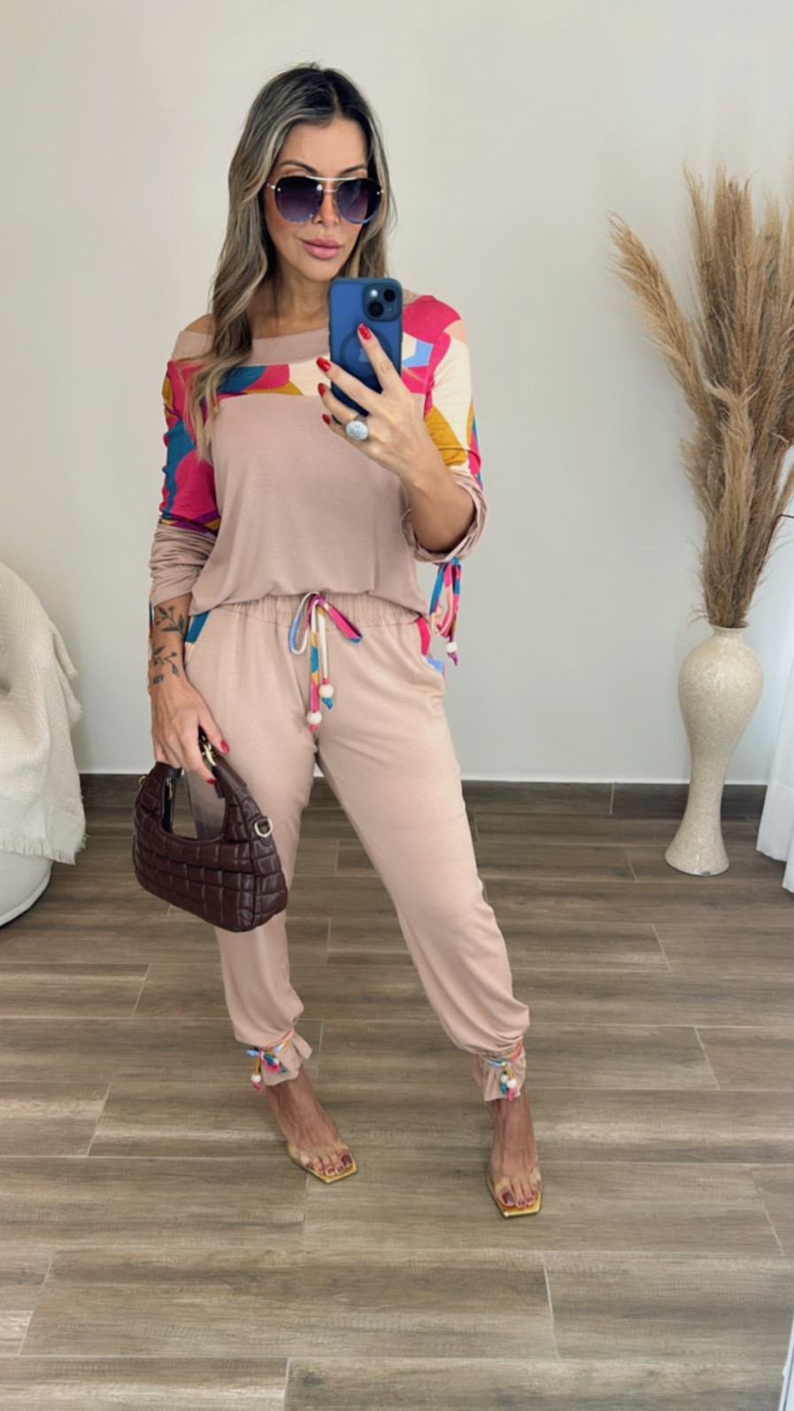 Conjunto Camila Nude com Estampa Floral