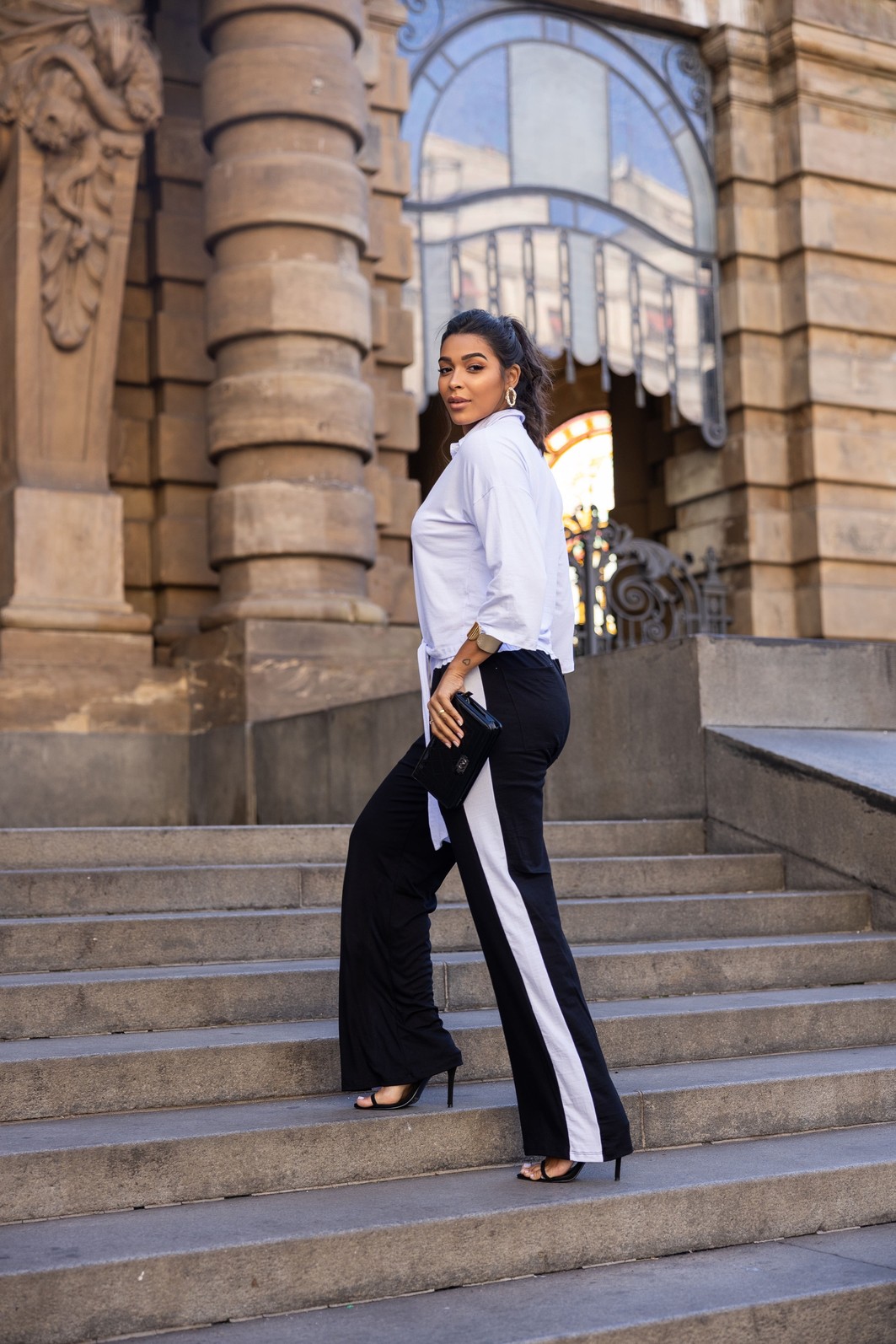 Conjunto de Camisa e Calça Bicolor Daniele