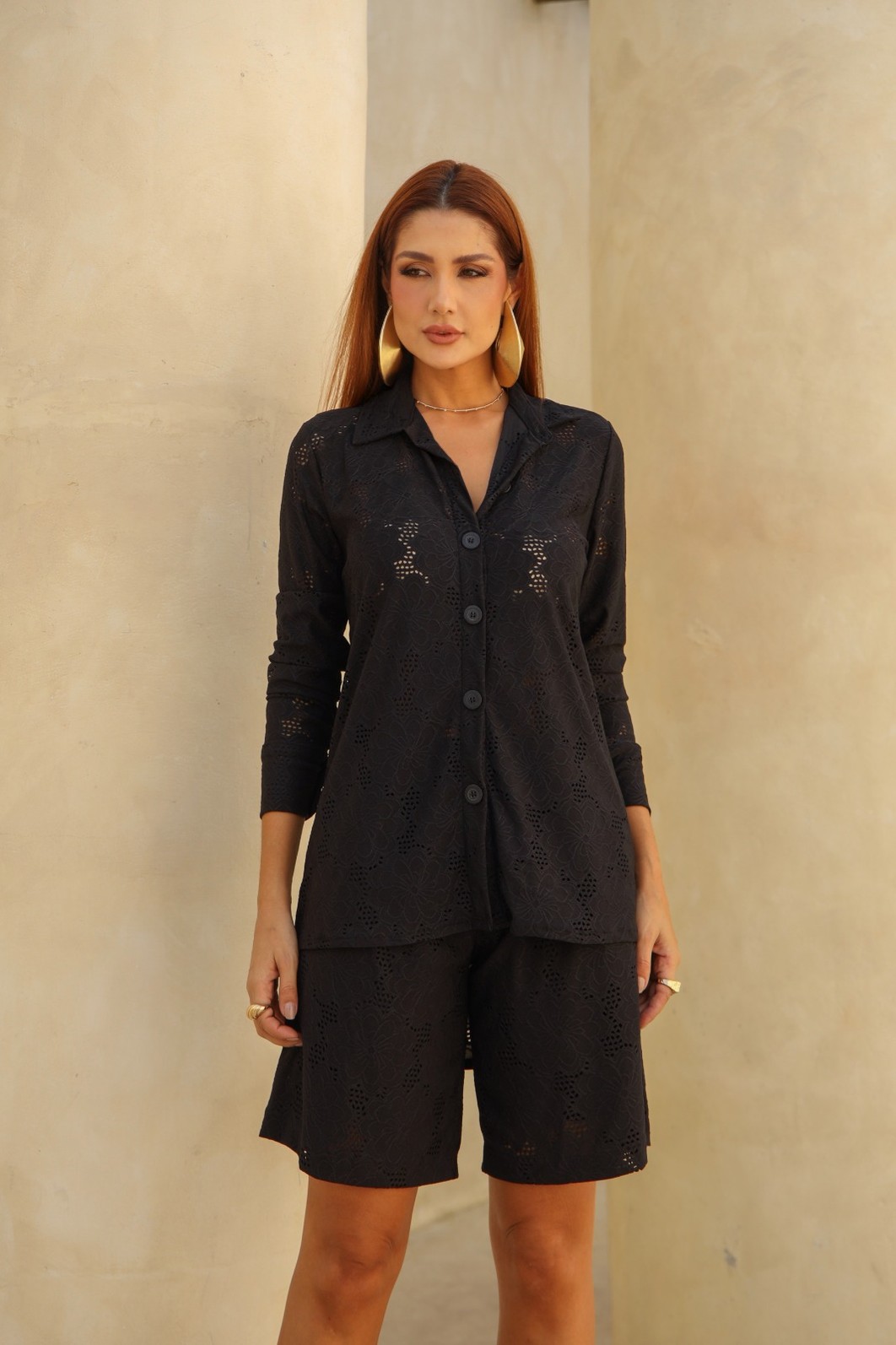 Conjunto De Camisa e Bermuda na Malha Lasie Preto Marilia Conjunto De Camisa e Bermuda na Malha Lasie Preto Marilia