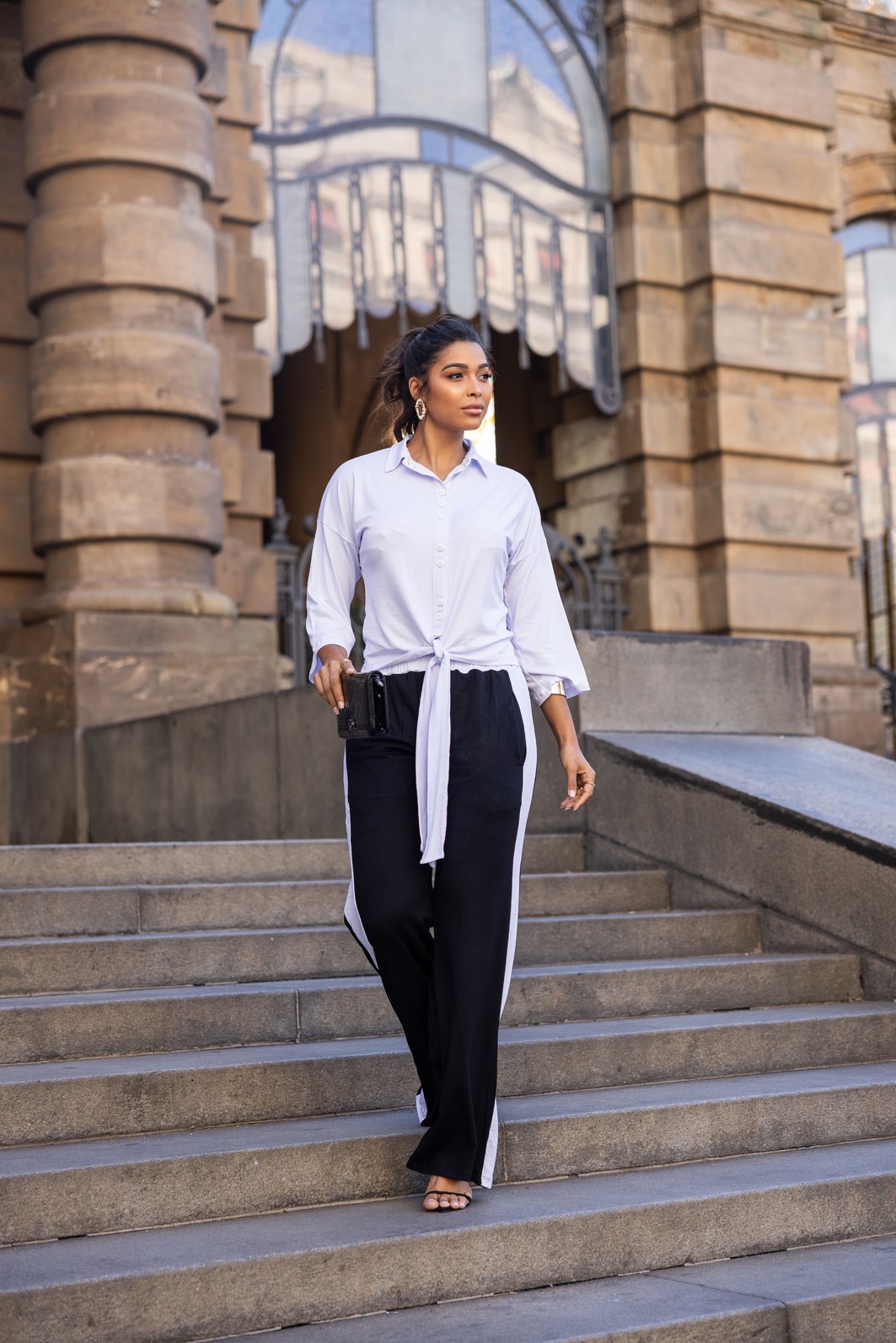 Conjunto de Camisa e Calça Bicolor Daniele