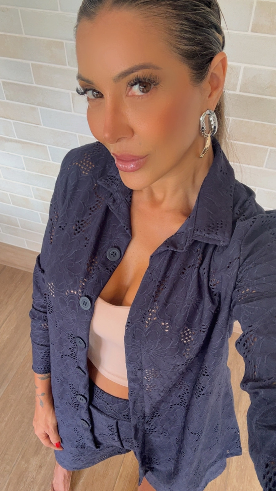 Conjunto De Camisa e Bermuda na Malha Lasie Marinho Marilia Conjunto De Camisa e Bermuda na Malha Lasie Marinho Marilia