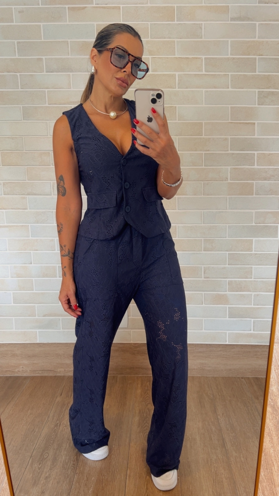 Conjunto Kate em Malha Lasie Azul Marinho Conjunto Kate em Malha Lasie Azul Marinho