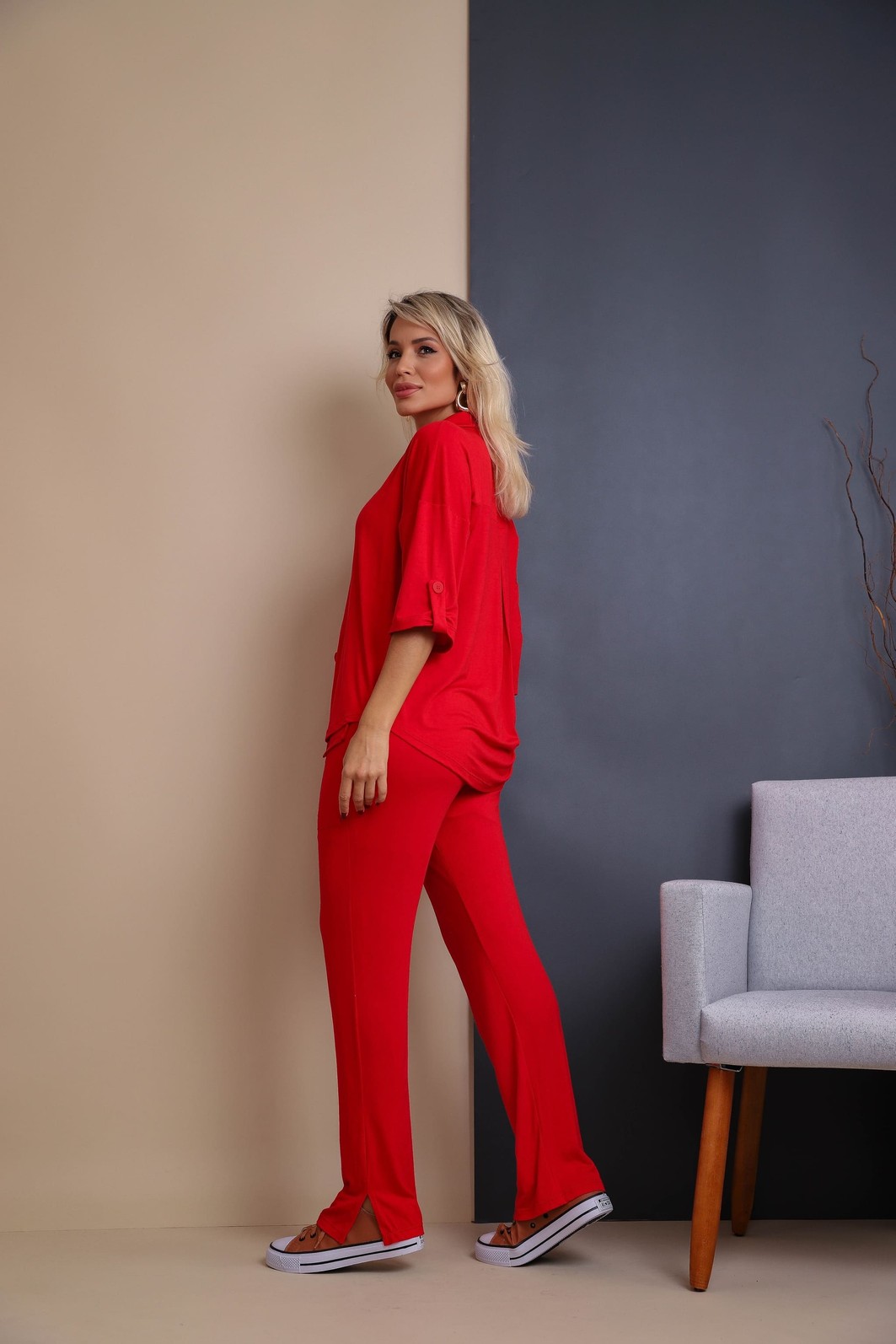 Conjunto Camisa Oversized Luiza 2.0 vermelho