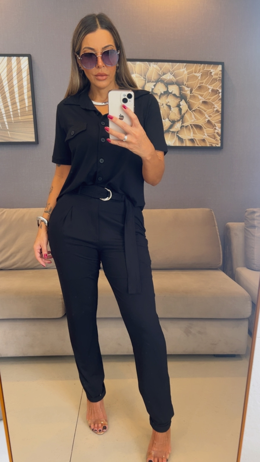 Conjunto Estela Com Calça Cenoura Preto Conjunto Estela Com Calça Cenoura Preto