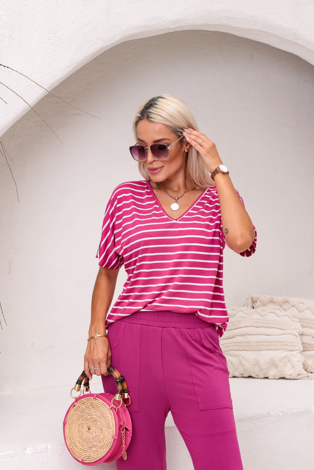 Conjunto Morgana 3.0 Gola V Fúcsia