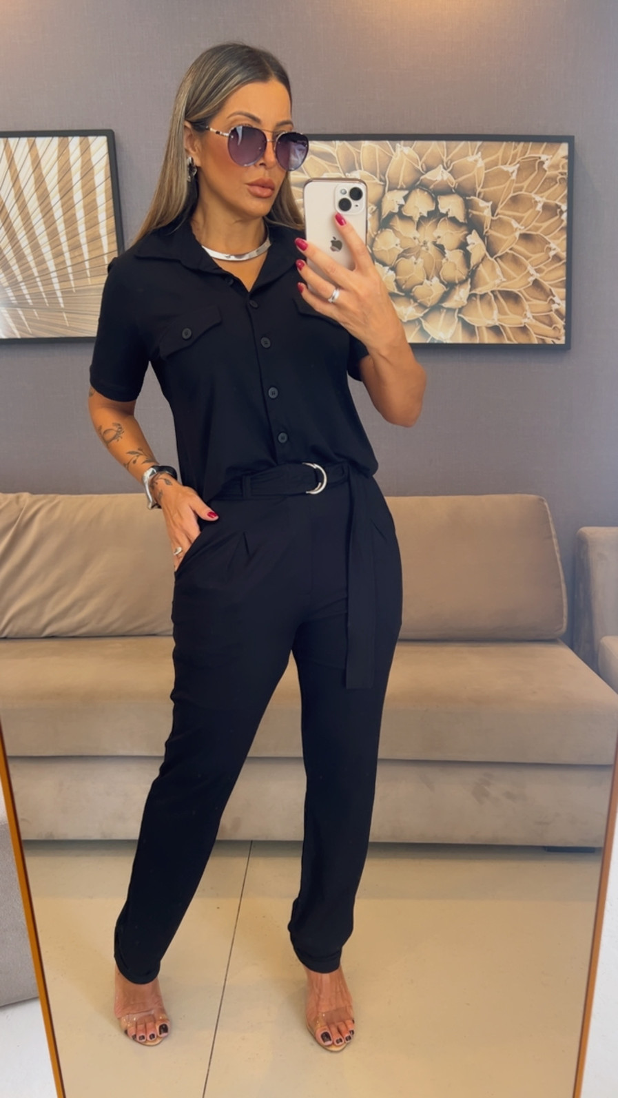 Conjunto Estela Com Calça Cenoura Preto Conjunto Estela Com Calça Cenoura Preto