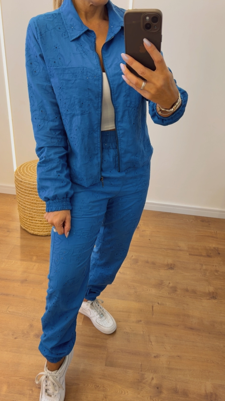 Conjunto de Jaquetinha e Calça Jogger  Bordado  lasie  Aurora Azul jeans