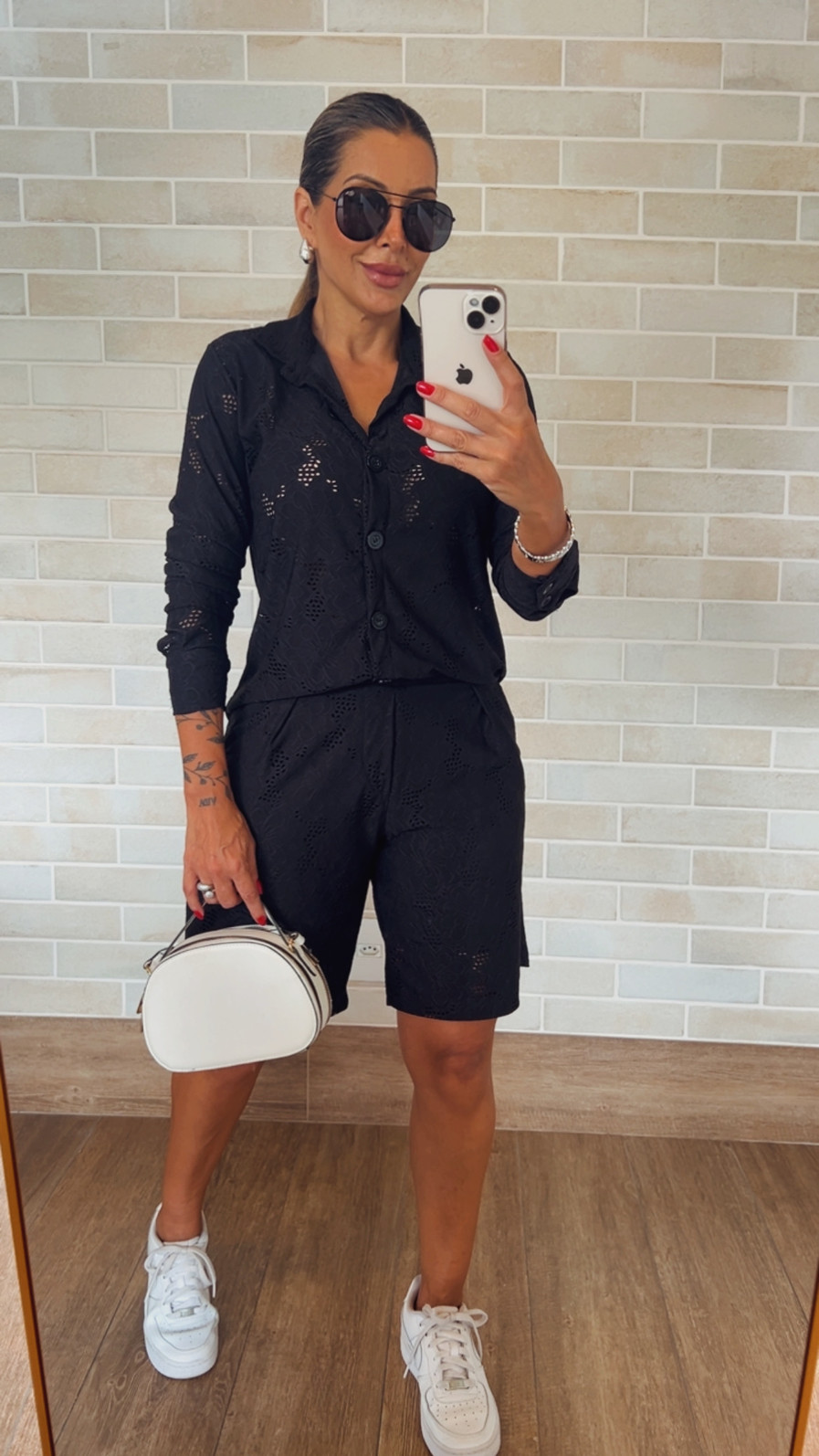 Conjunto De Camisa e Bermuda na Malha Lasie Preto Marilia Conjunto De Camisa e Bermuda na Malha Lasie Preto Marilia