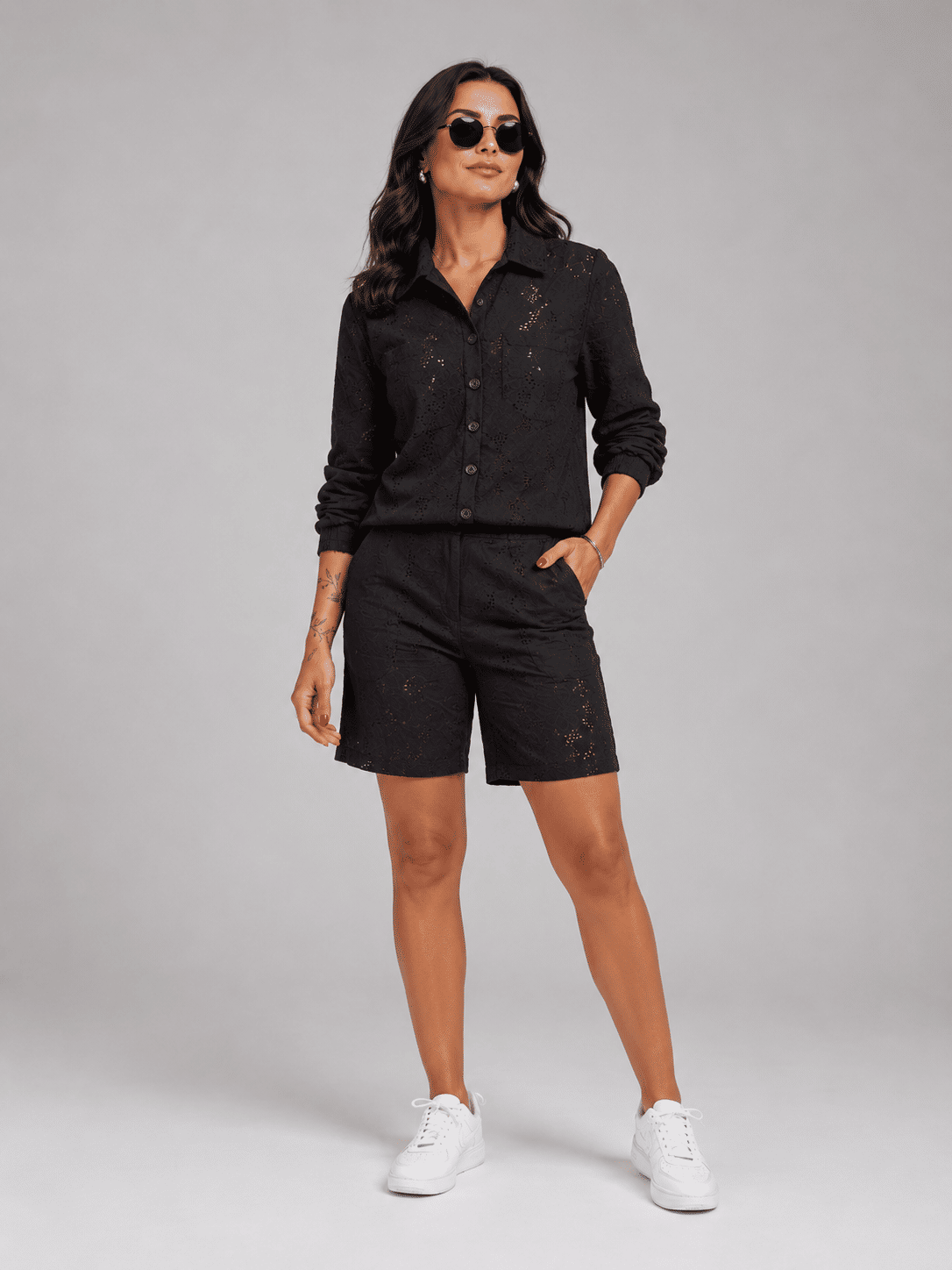 Conjunto De Camisa e Bermuda na Malha Lasie Preto Marilia Conjunto De Camisa e Bermuda na Malha Lasie Preto Marilia
