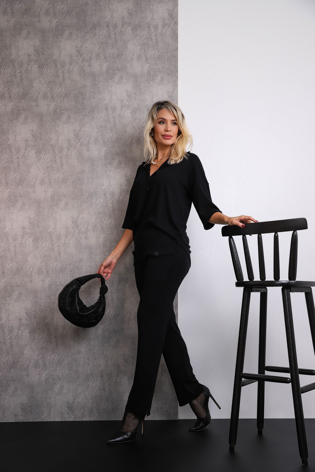 Conjunto camisa oversized Luiza 2.0 Preto