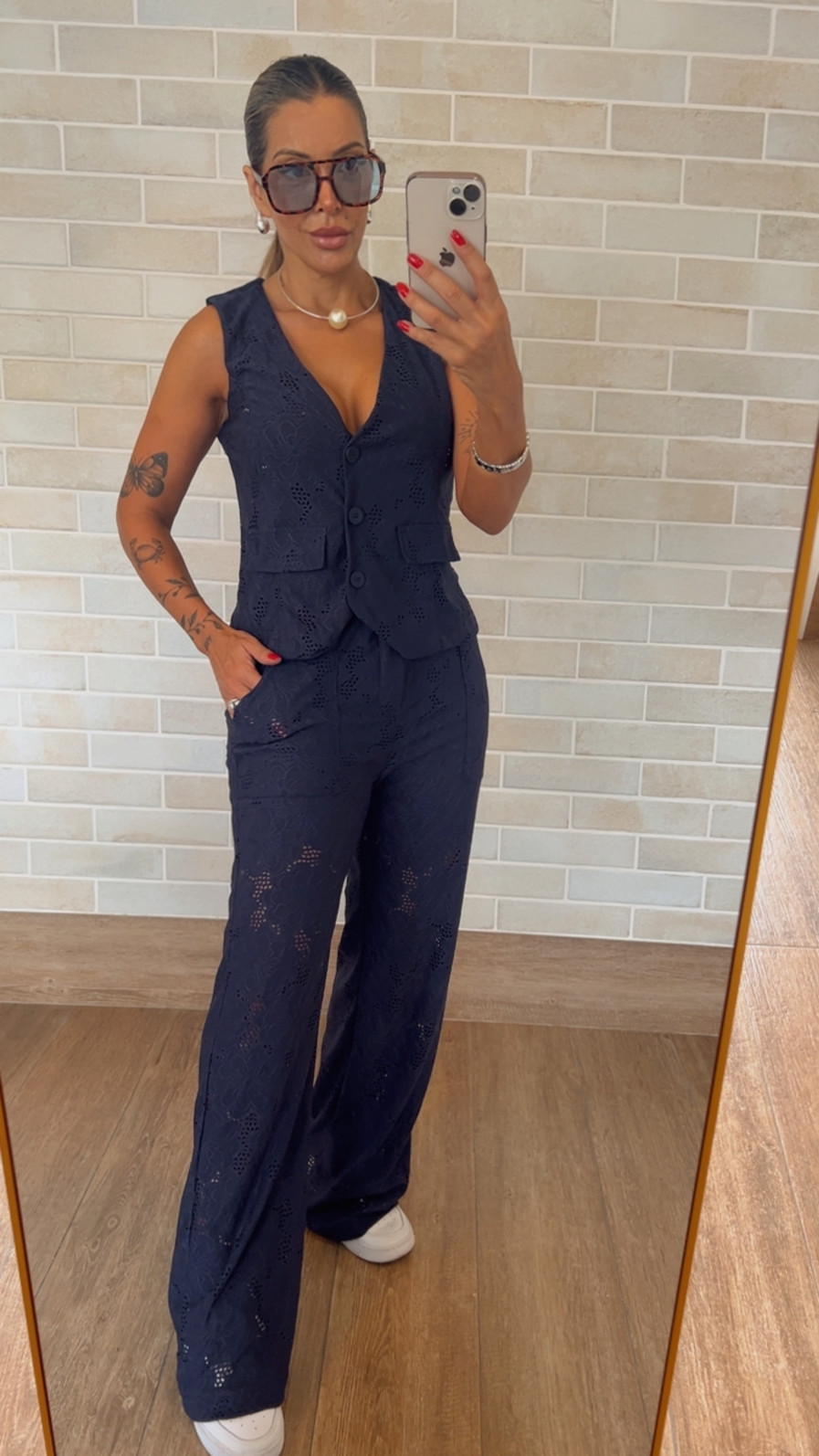 Conjunto Kate em Malha Lasie Azul Marinho Conjunto Kate em Malha Lasie Azul Marinho