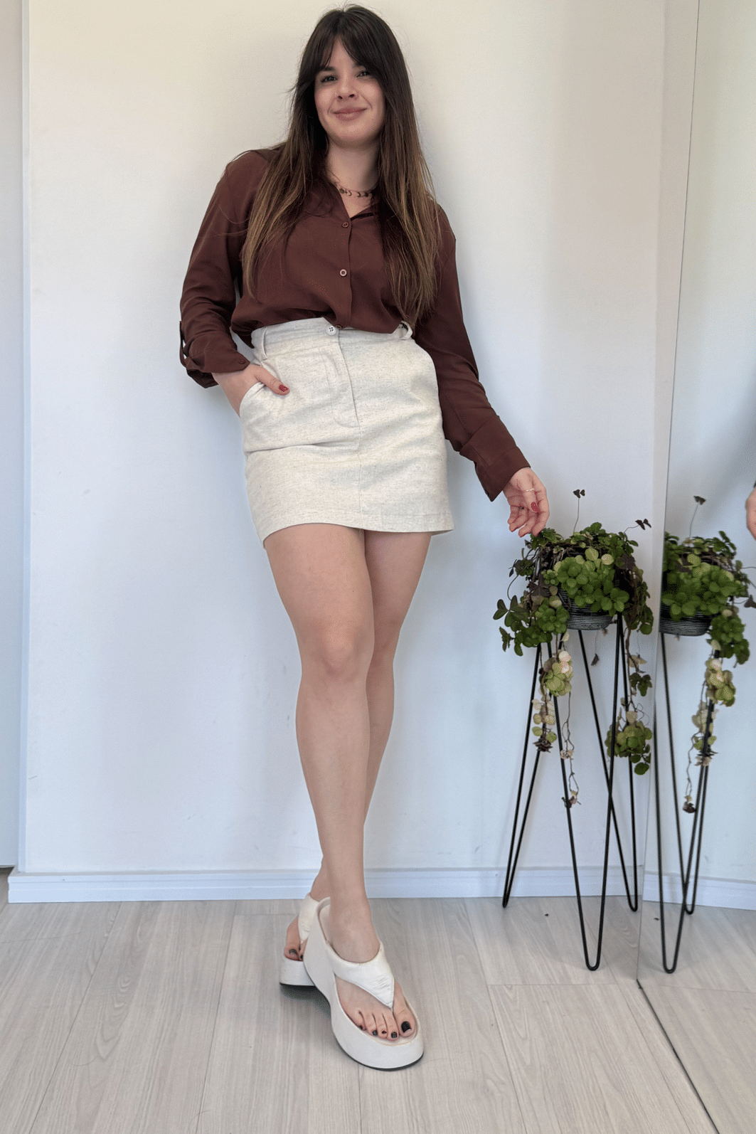 Short saia em linho cru Short saia em linho cru