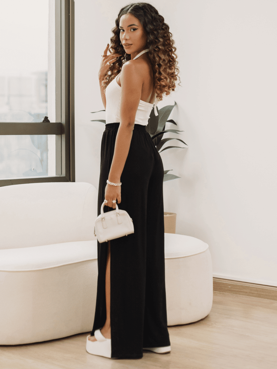 Pantalona com fenda Preta Pantalona com fenda Preta