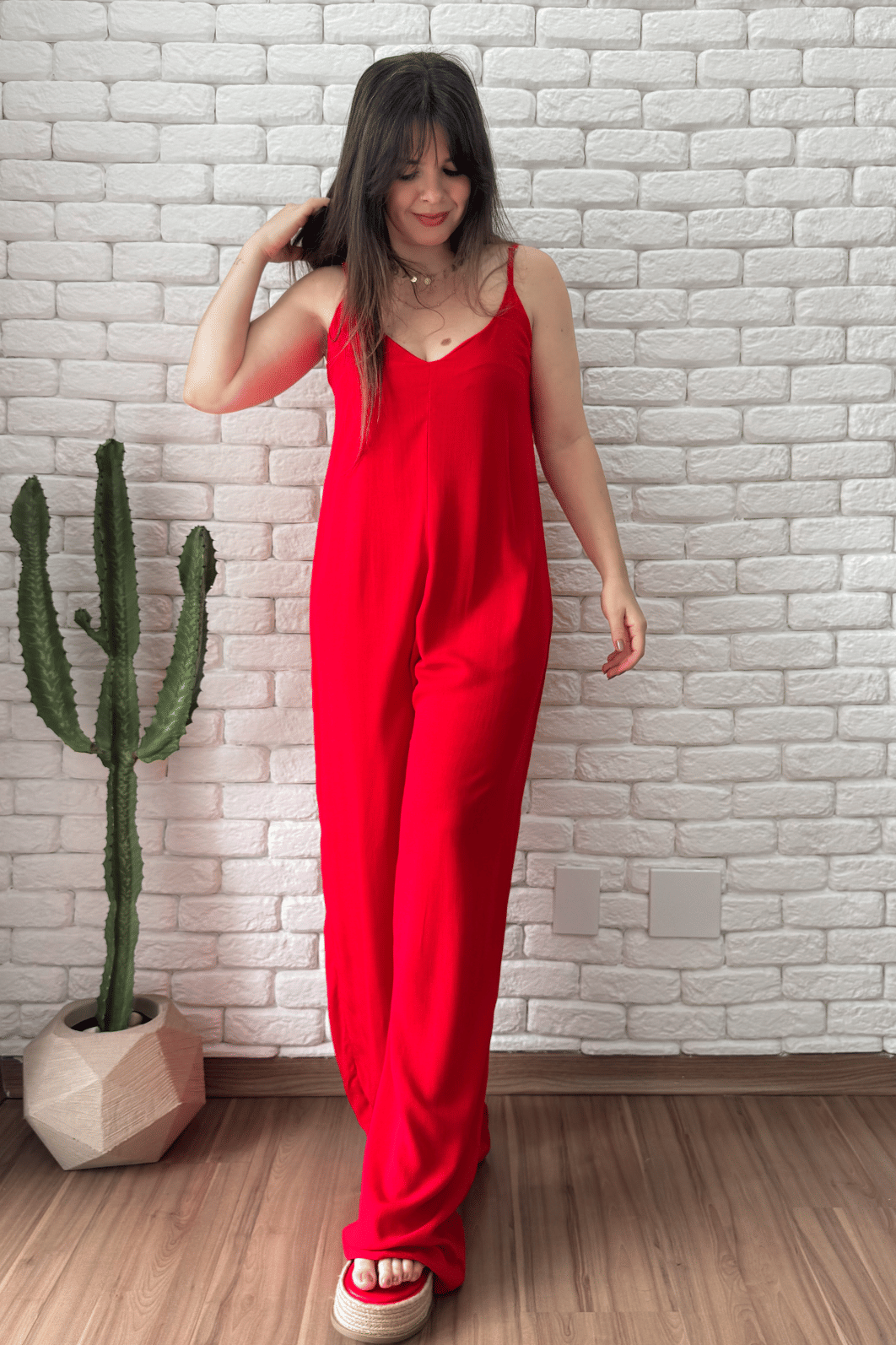 Macacão Jully Vermelho - Alongado Macacão Jully Vermelho - Alongado