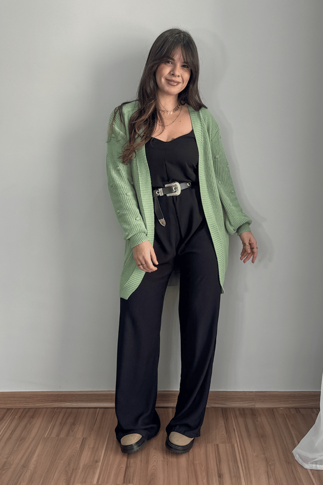 Cardigan bolinhas em tricô menta Cardigan bolinhas em tricô menta