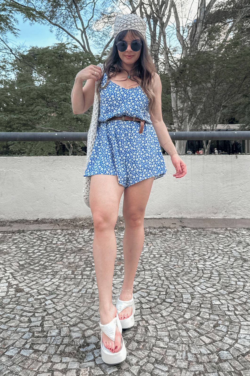 Macaquinho Jully Floral Azul Macaquinho Jully Floral Azul