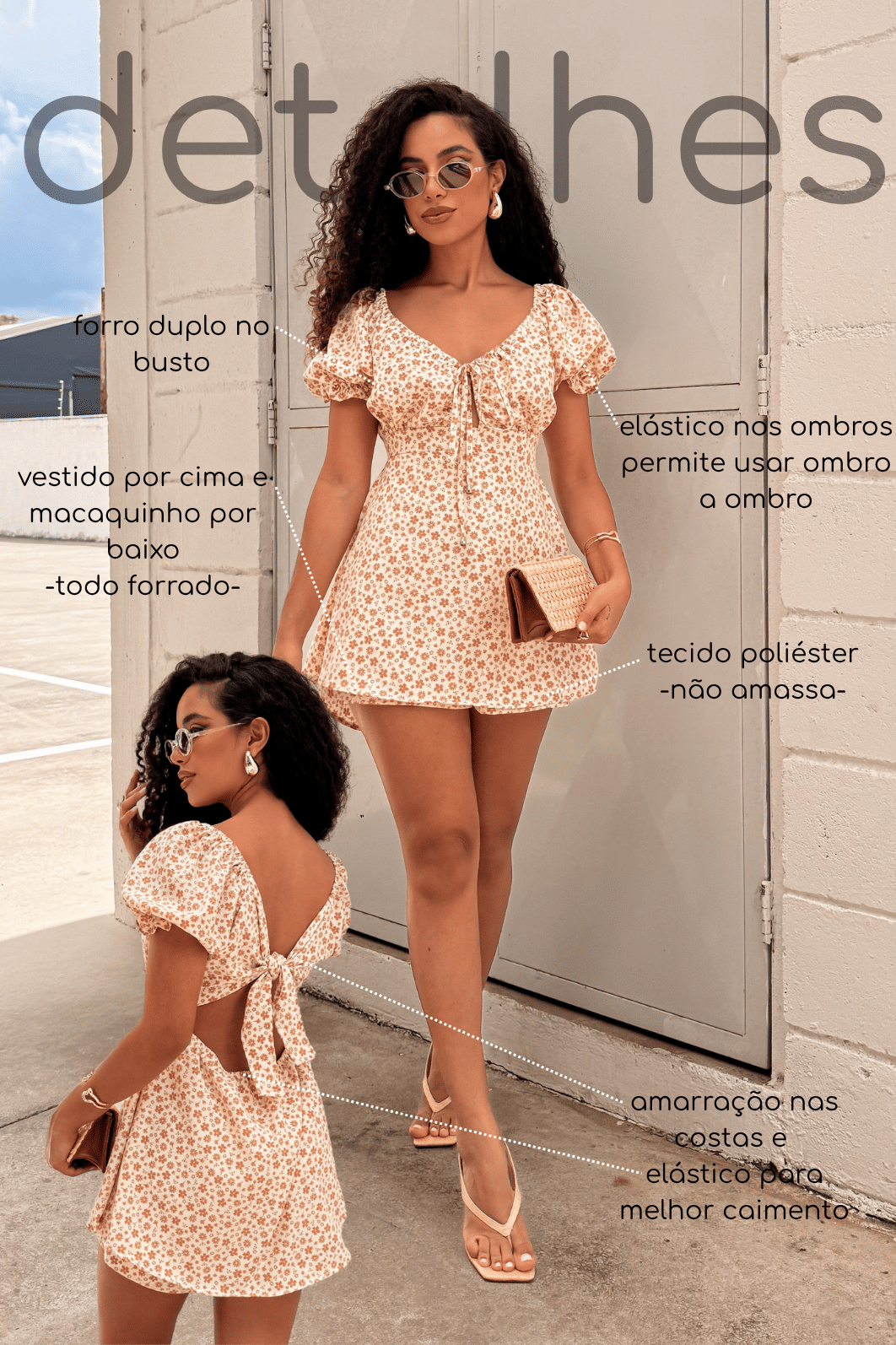 Macaquinho dress estampa off floral Macaquinho dress estampa off floral