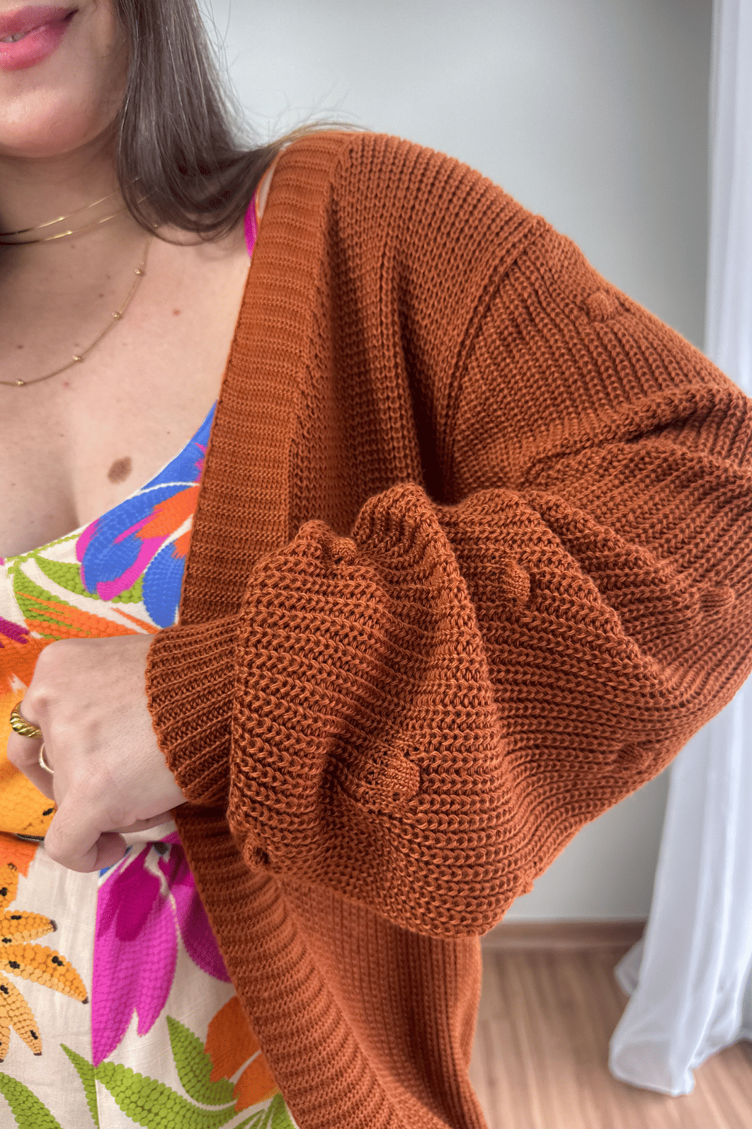 Cardigan em tricô caramelo Cardigan em tricô caramelo