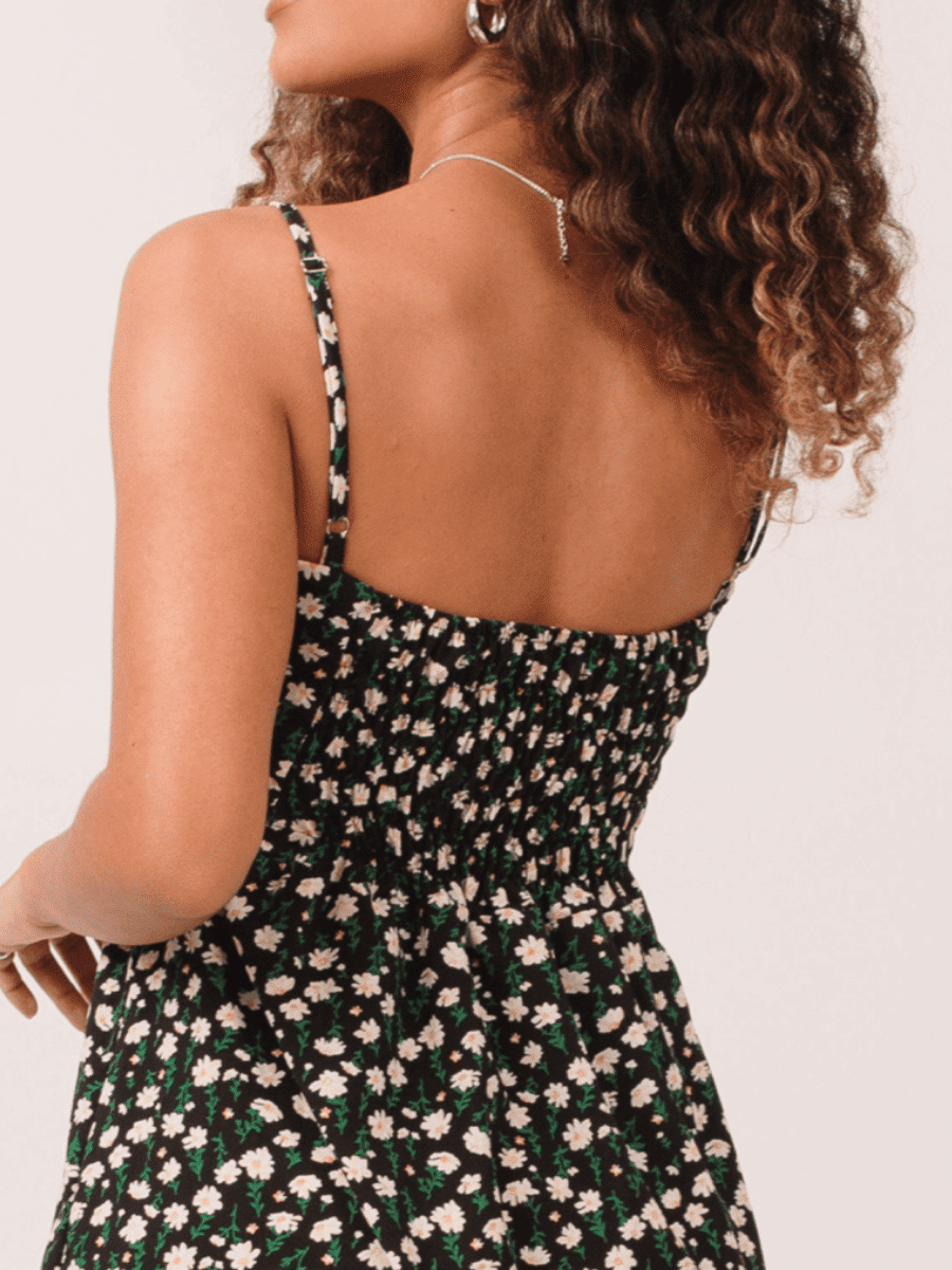 Vestido Midi Cecilia Floral Preto Vestido Midi Cecilia Floral Preto