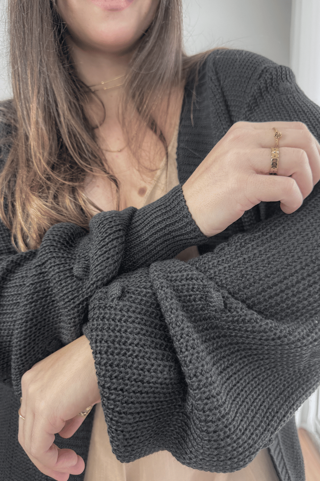 Cardigan em tricô preto Cardigan em tricô preto