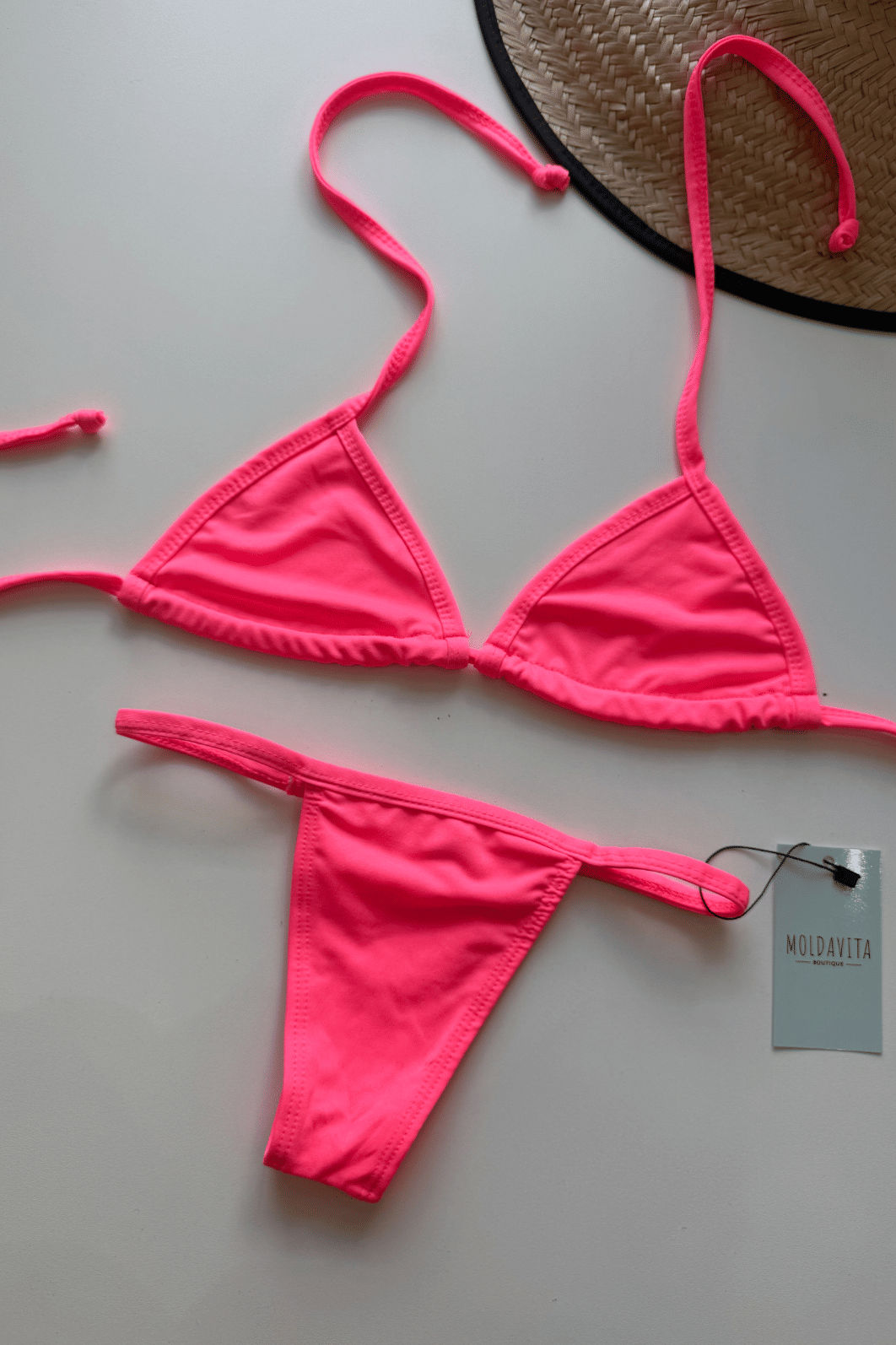 Biquíni Fita Cortininha Rosa Neon Biquíni Fita Cortininha Rosa Neon
