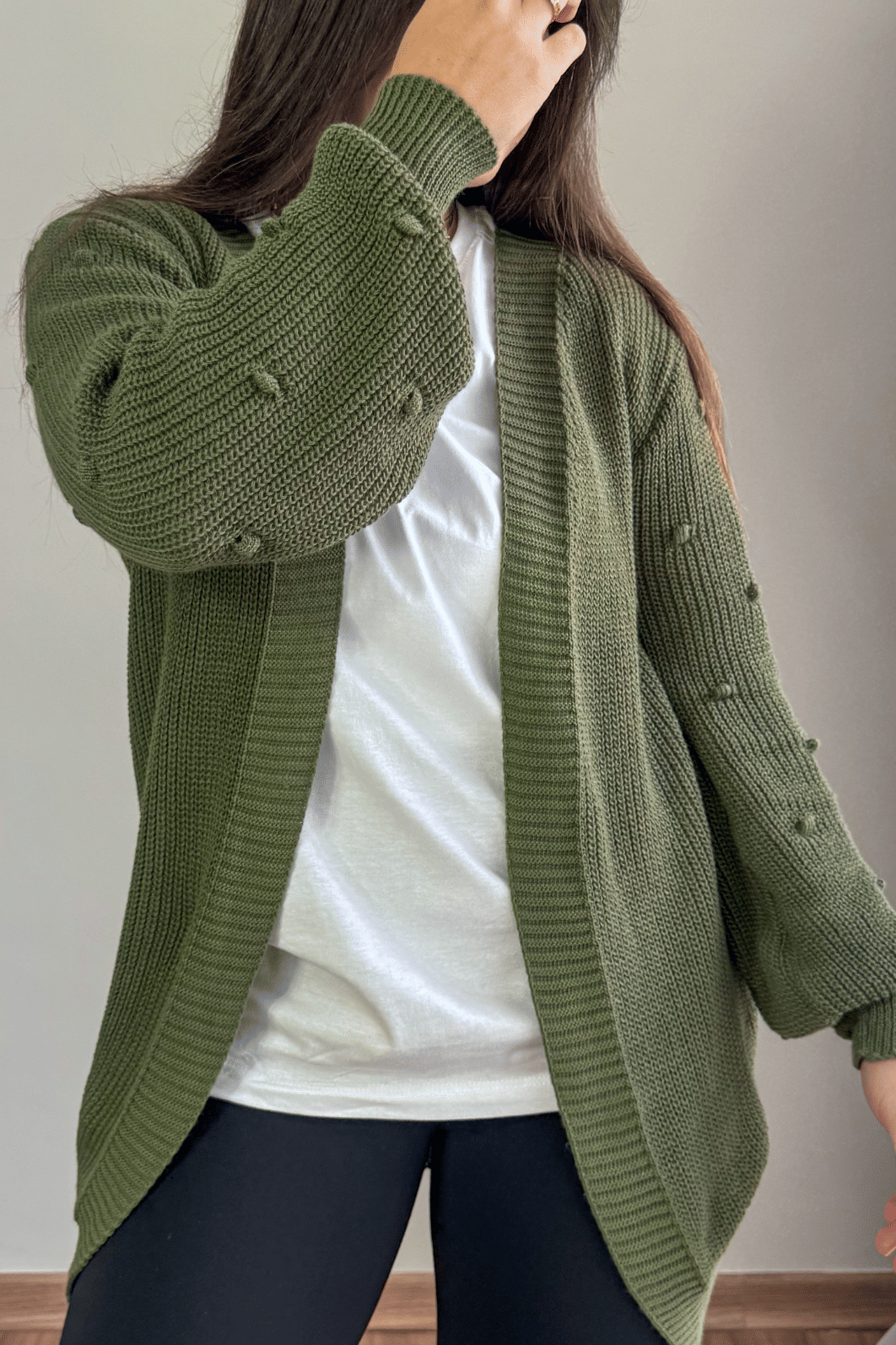 Cardigan em tricô verde Cardigan em tricô verde