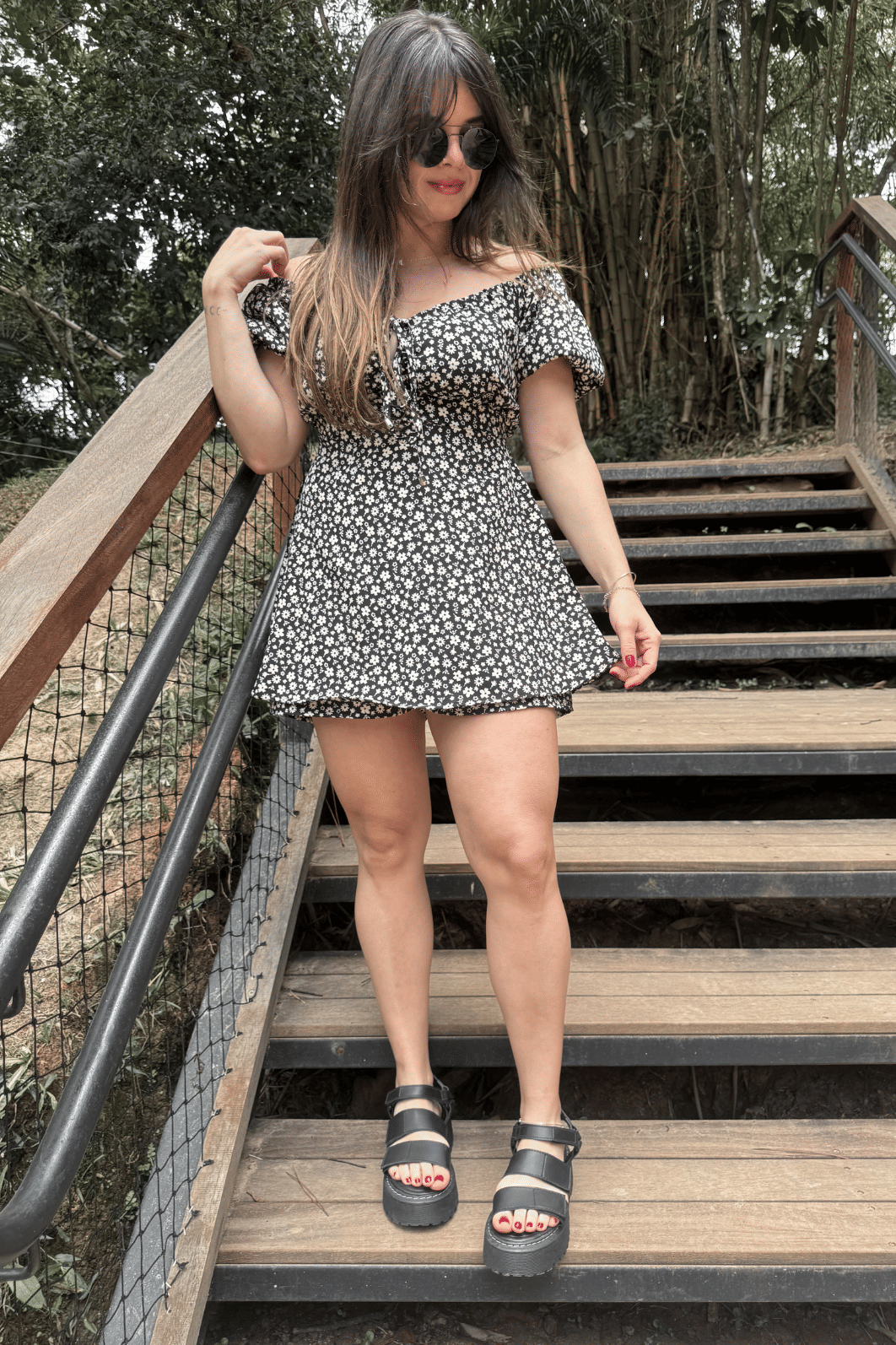 Macaquinho dress estampa preto floral Macaquinho dress estampa preto floral