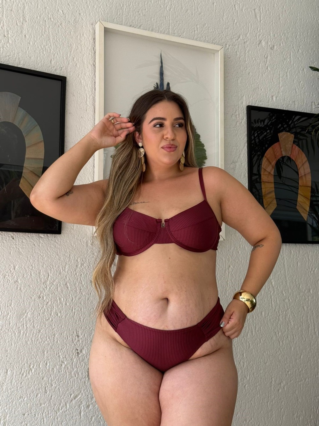 Conjunto Luiza com calcinha Borboleta (Marsala)