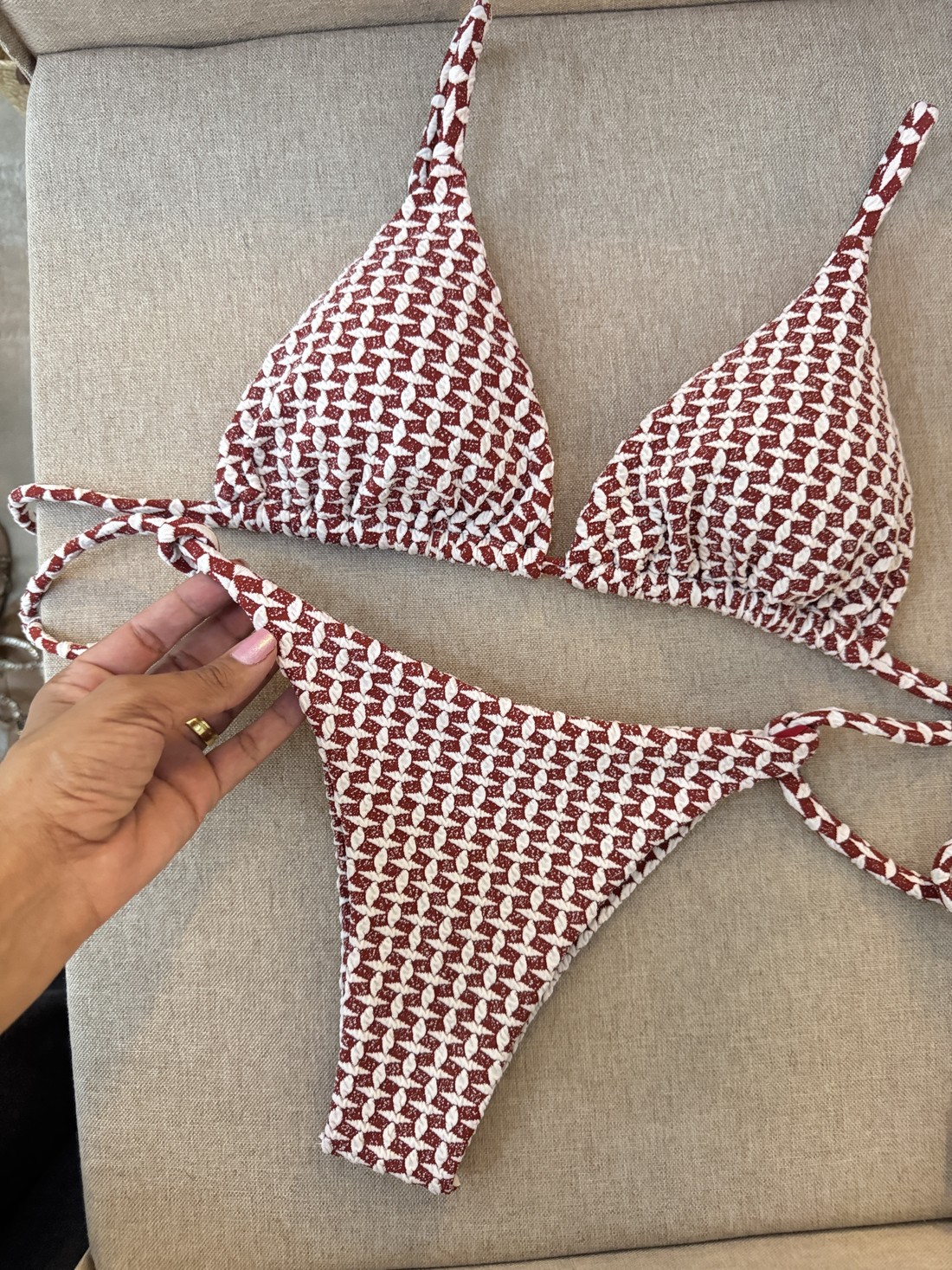 Cortininha com Calcinha lacinho fio duplo - Malte Marsala Cortininha com Calcinha lacinho fio duplo - Malte Marsala