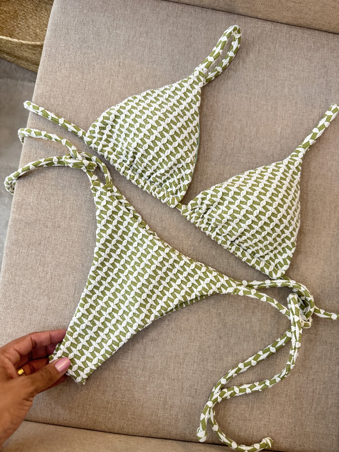 Cortininha com Calcinha amarrações - Verde Malte