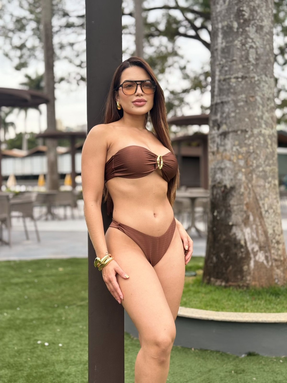 Tomara que Caia com Metal Orgânico Asa Delta Fio Duplo - Marrom Tomara que Caia com Metal Orgânico Asa Delta Fio Duplo - Marrom