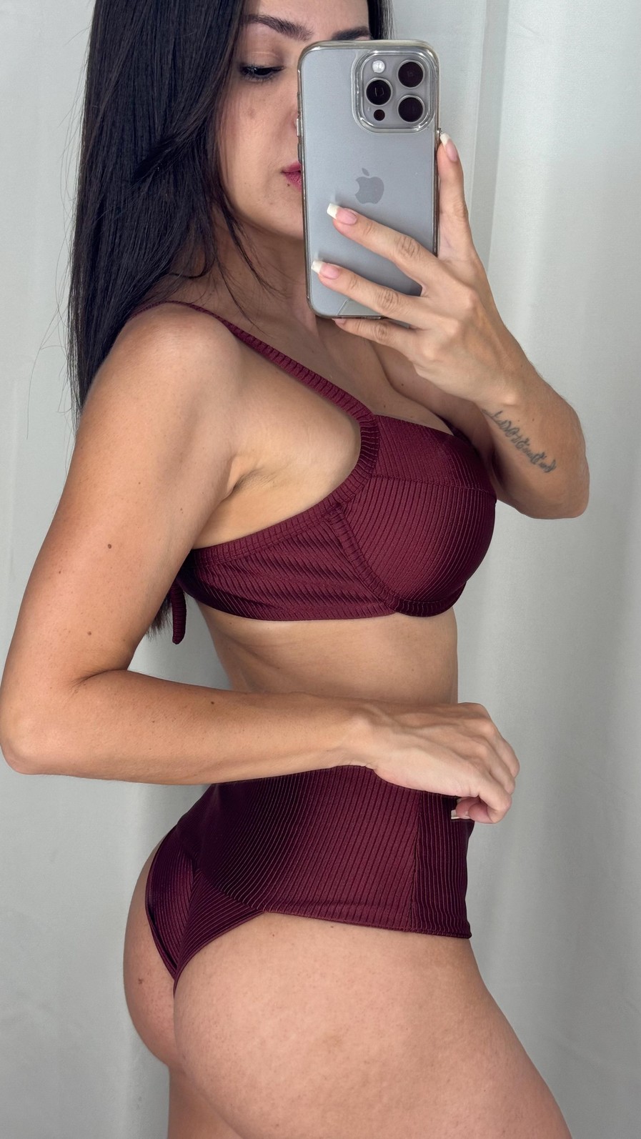 Conjunto Luiza com calcinha Hot Pants Cos duplo (Marsala) Conjunto Luiza com calcinha Hot Pants Cos duplo (Marsala)