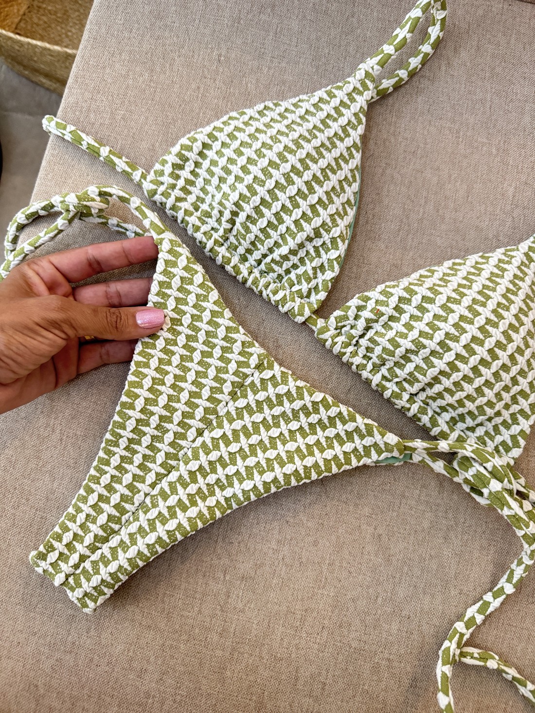 Cortininha com Calcinha amarrações - Verde Malte