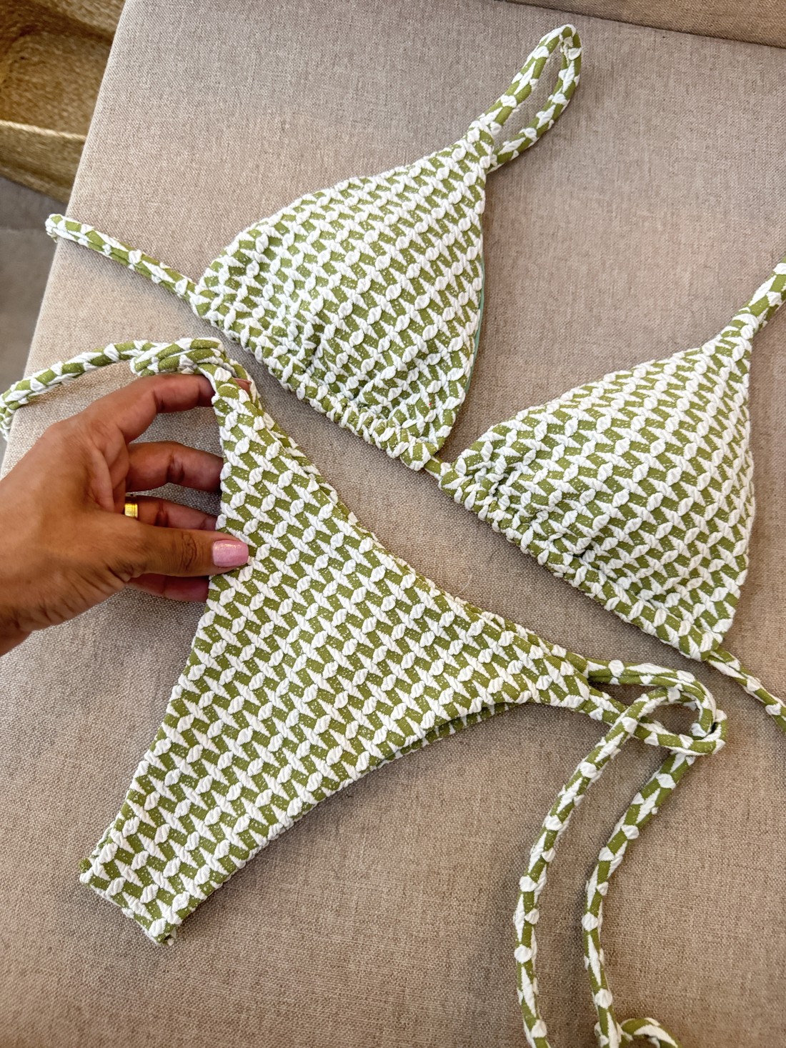 Cortininha com Calcinha amarrações - Verde Malte