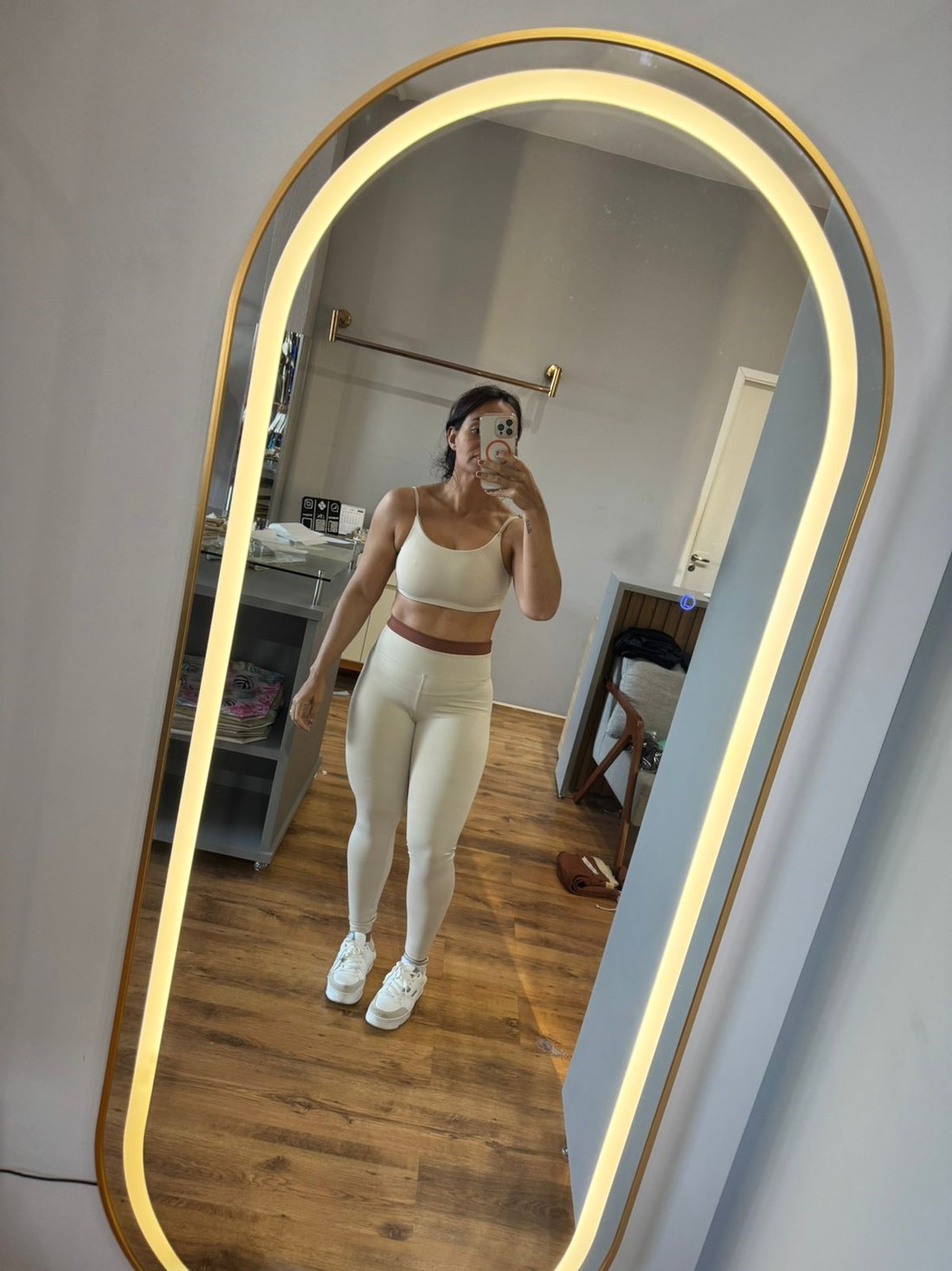 Calça Cos Duplo - Off White/Marrom Calça Cos Duplo - Off White/Marrom