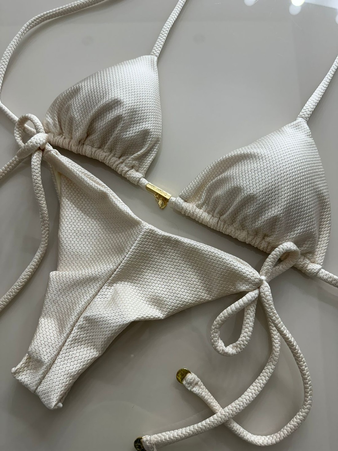 Cortininha com Calcinha lacinho Montana - Off White Cortininha com Calcinha lacinho Montana - Off White