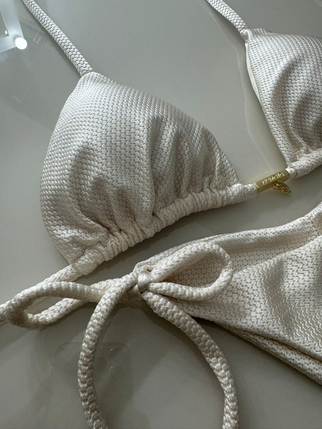 Cortininha com Calcinha lacinho Montana - Off White Cortininha com Calcinha lacinho Montana - Off White