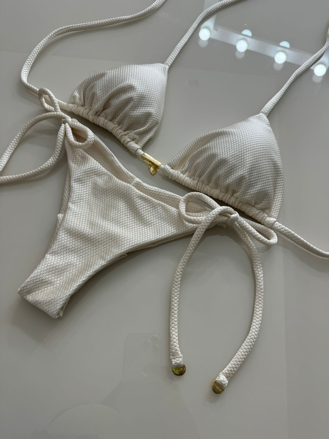 Cortininha com Calcinha lacinho Montana - Off White Cortininha com Calcinha lacinho Montana - Off White