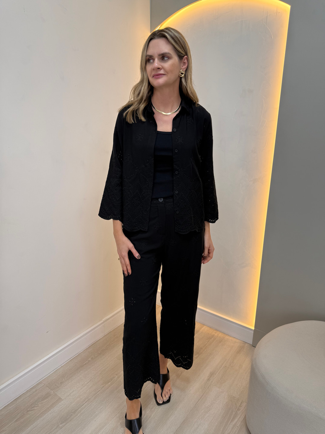 Camisa de Laise com Manga 7/8 Flora