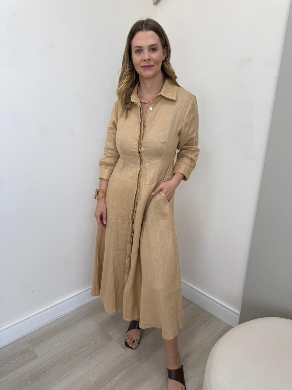 Chemise de Linho com Bolso Fiorella Chemise de Linho com Bolso Fiorella